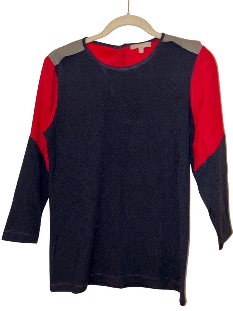 Beatrixe Top 100% Silk 100% Lamb Leather Sz 38